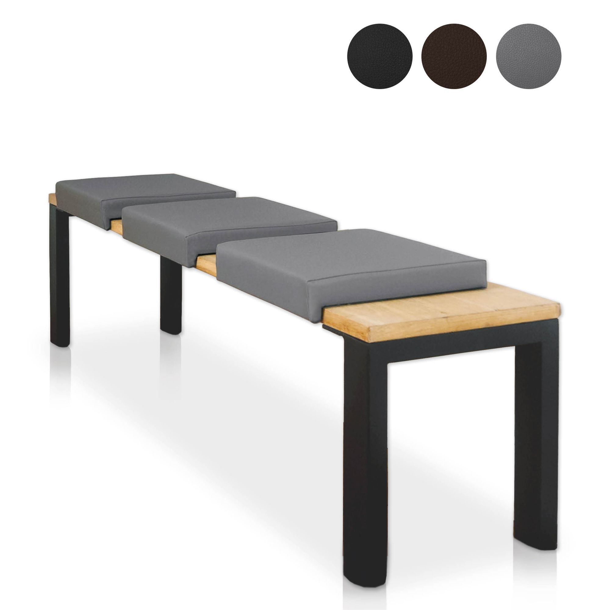 Lycce Bankauflage Kunstleder Klemmkissen 1 Leiste, extra weiche Polsterung (6cm H&ouml;he), Sitzkissen Bank rutschfest, 100.000 Scheuertouren, Banktiefe ab 35 cm 