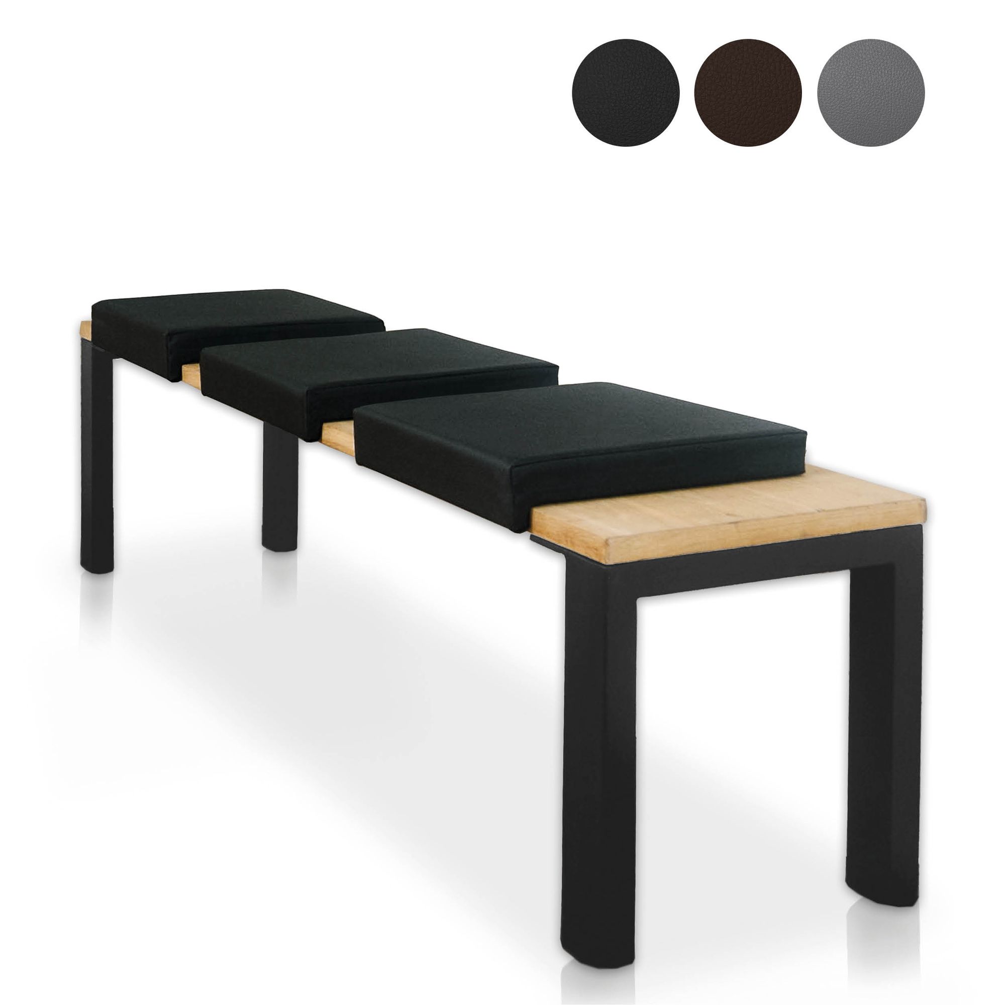 Lycce Bankauflage Kunstleder Klemmkissen 1 Leiste, extra weiche Polsterung (6cm H&ouml;he), Sitzkissen Bank rutschfest, 100.000 Scheuertouren, Banktiefe ab 35 cm 