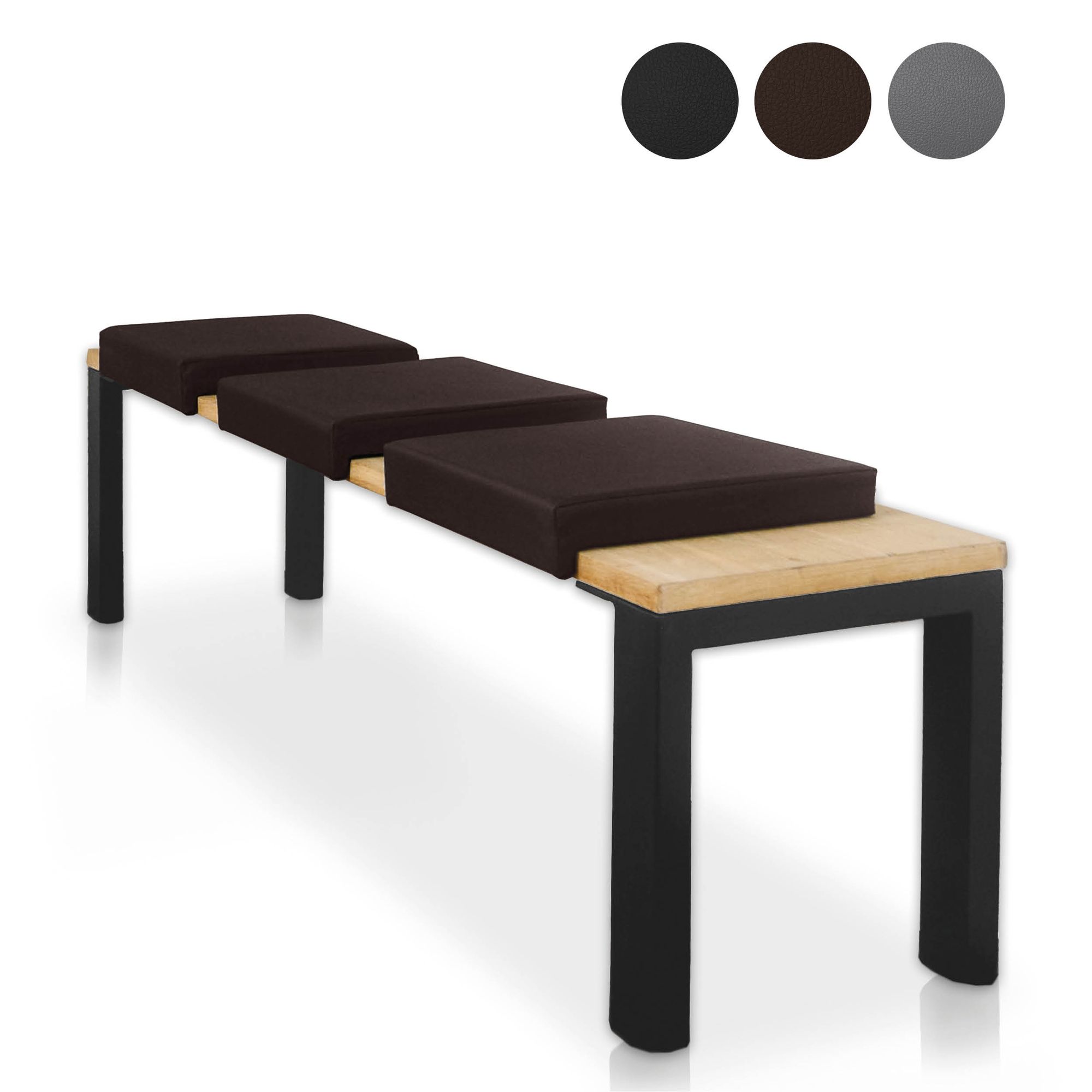 Lycce Bankauflage Kunstleder Klemmkissen 1 Leiste, extra weiche Polsterung (6cm H&ouml;he), Sitzkissen Bank rutschfest, 100.000 Scheuertouren, Banktiefe ab 35 cm 