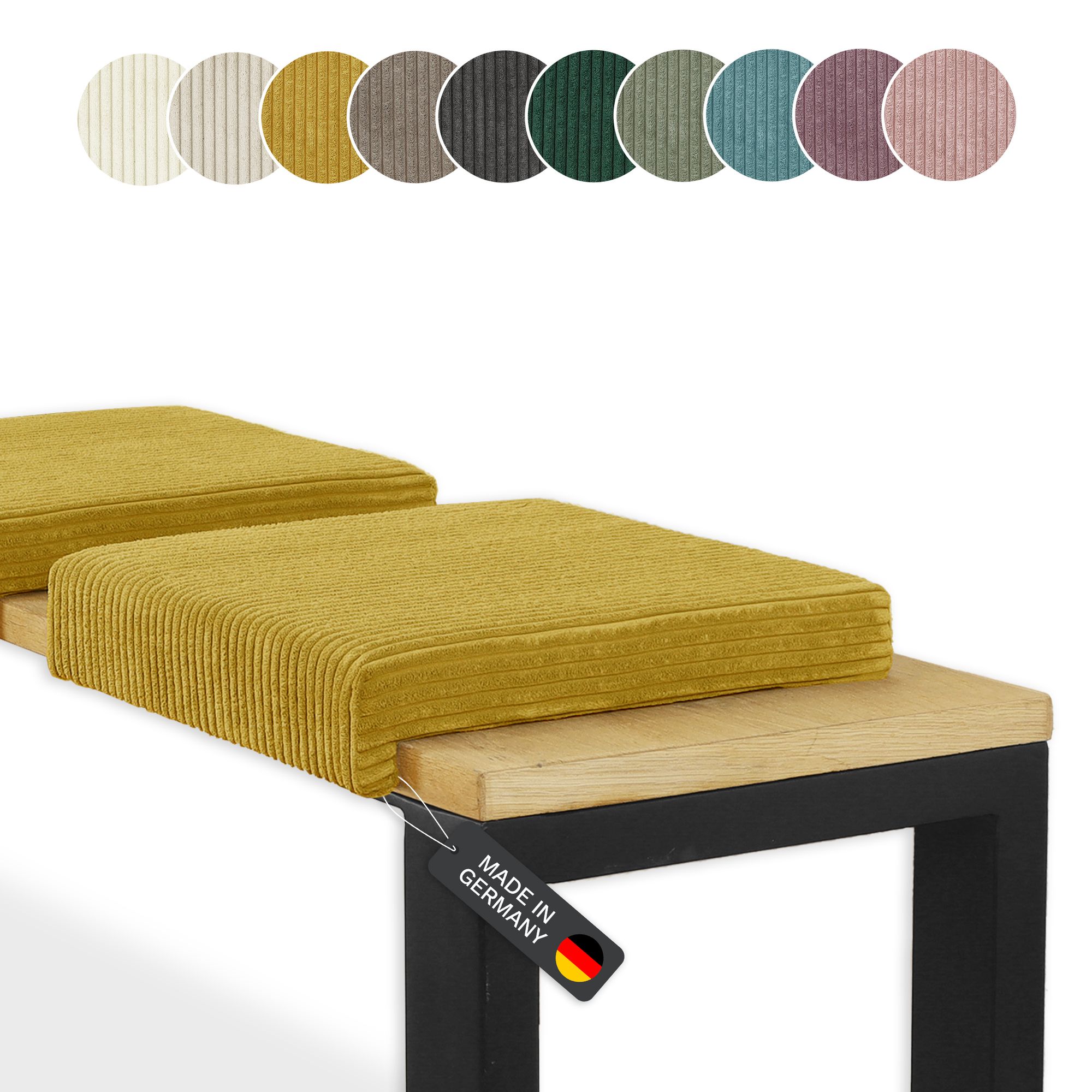 Lycce Klemmkissen Sitzkissen mit 1 Leiste, Cordstoff extra Polsterung 