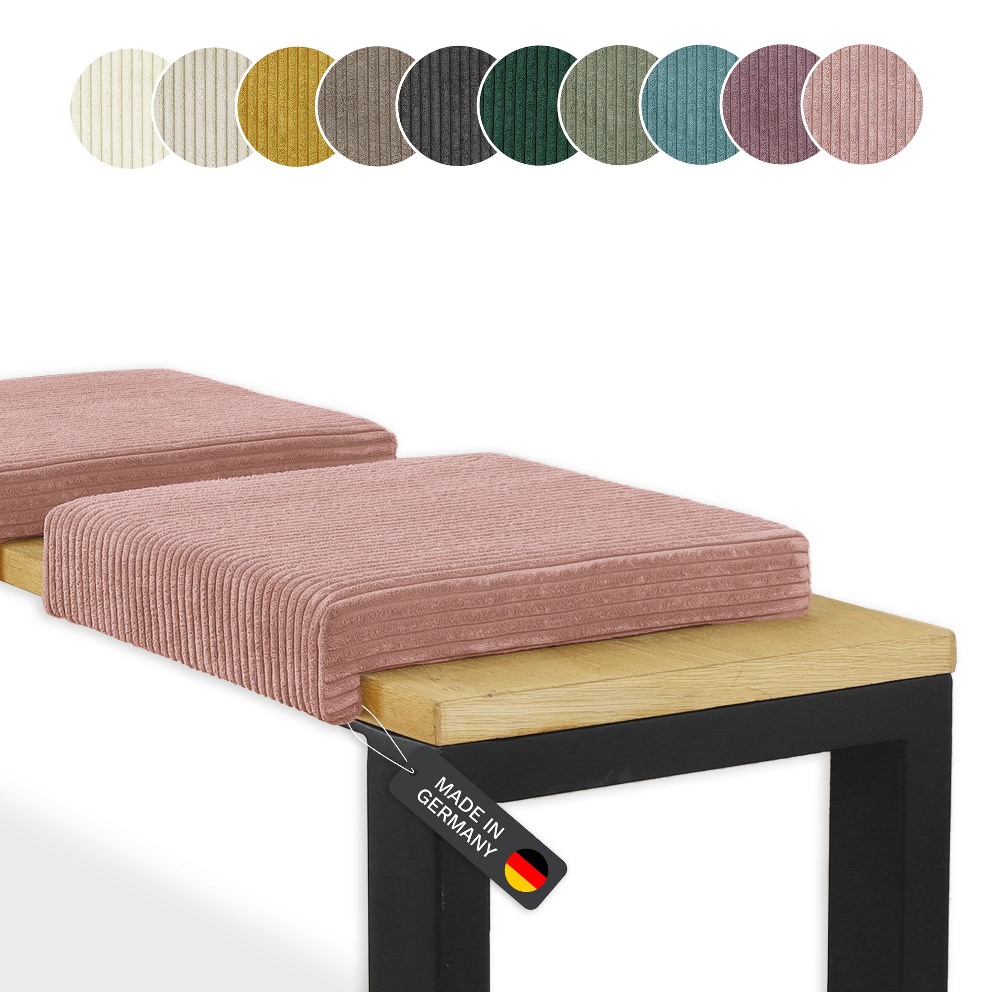 Lycce Klemmkissen Sitzkissen mit 1 Leiste, Cordstoff extra Polsterung 