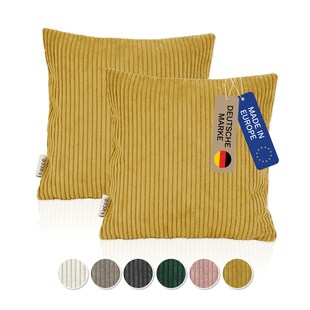 Lycce 2er Set Kissenbezug aus trendigem Cordstoff (50 x 50 cm) 