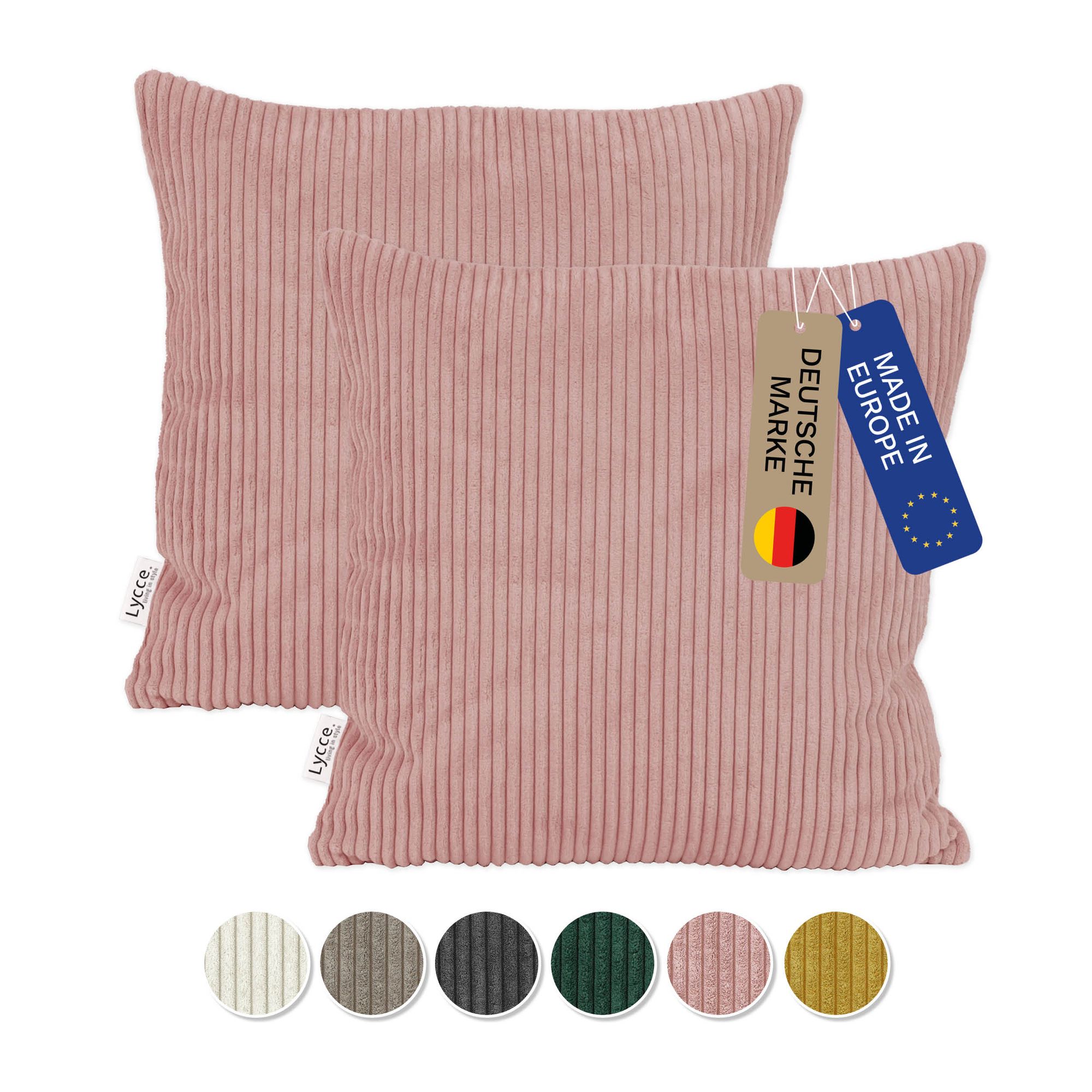 Lycce 2er Set Kissenbezug aus trendigem Cordstoff (50 x 50 cm) 