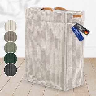 Lycce Wäschekorb Cord – Nischenwäschekorb | platzsparend & praktisch | waschbare Bezüge | faltbarer Wäschesammler | Schlafzimmer, Kinderzimmer & Badezimmer 
