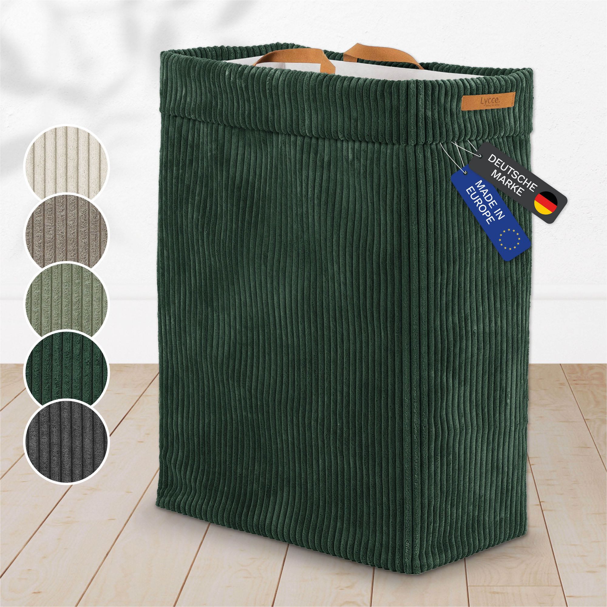 Lycce W&auml;schekorb Cord &ndash; Nischenw&auml;schekorb | platzsparend & praktisch | waschbare Bez&uuml;ge | faltbarer W&auml;schesammler | Schlafzimmer, Kinderzimmer & Badezimmer 