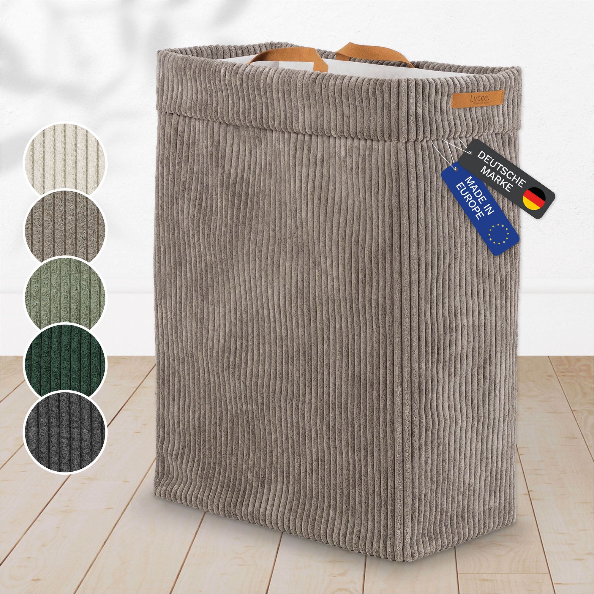 Lycce W&auml;schekorb Cord &ndash; Nischenw&auml;schekorb | platzsparend & praktisch | waschbare Bez&uuml;ge | faltbarer W&auml;schesammler | Schlafzimmer, Kinderzimmer & Badezimmer 