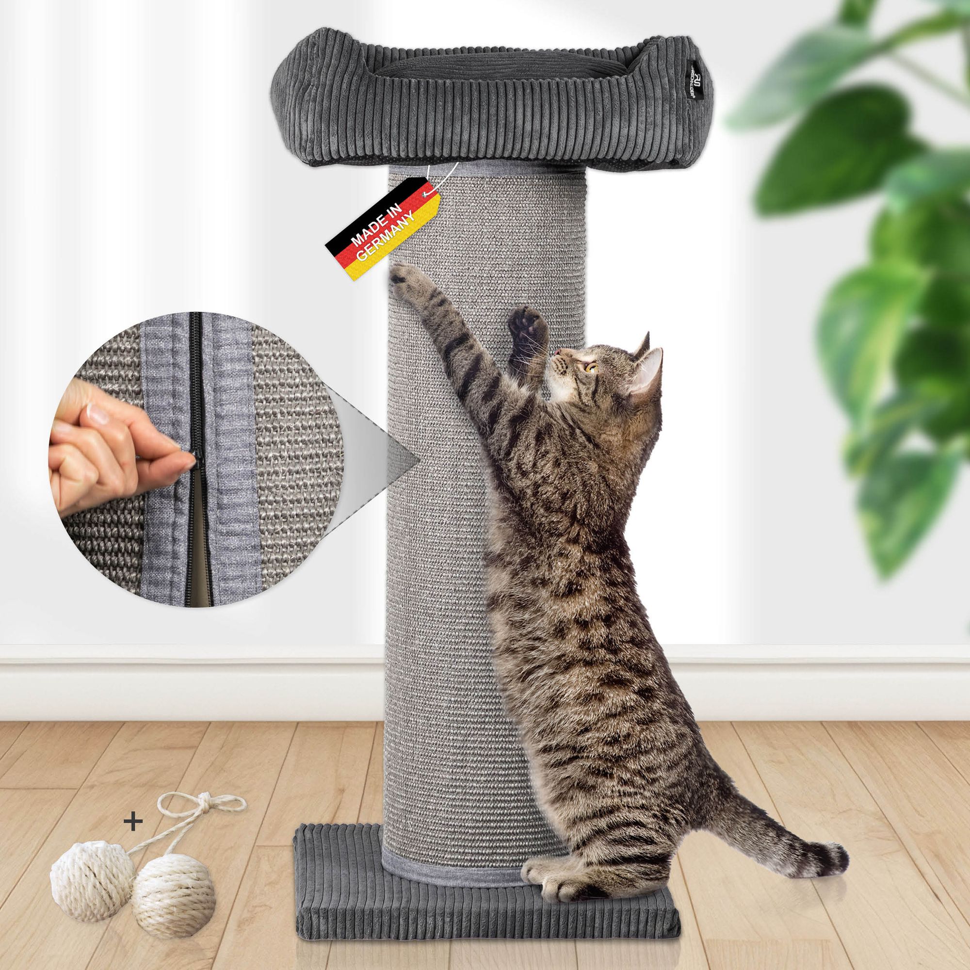 Rohrschneider XXL Kratzbaum FRIEDA &ndash; Kratztonne XXL | austauschbare Kratzmatten | stabil | extra breite S&auml;ule | Cord-Bezug waschbar | Kratzbaum f&uuml;r gro&szlig;e, mittlere und kleine Katzen | Cord 