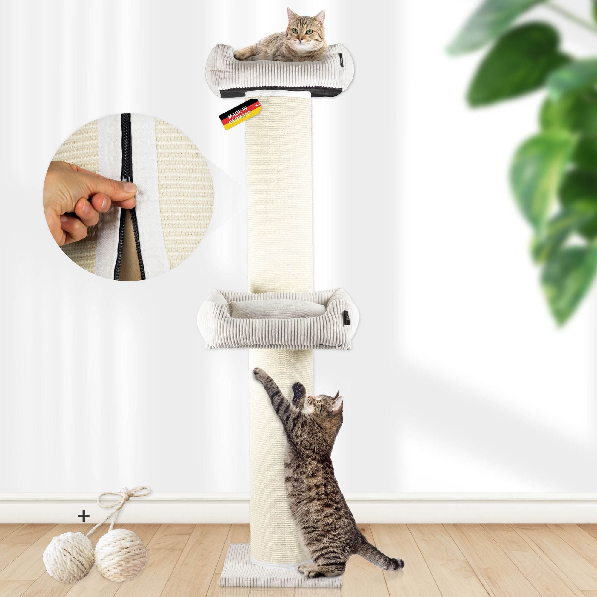 Rohrschneider XXL Kratzbaum FRIEDA &ndash; Kratztonne XXL | austauschbare Kratzmatten | stabil | extra breite S&auml;ule | Cord-Bezug waschbar | Kratzbaum f&uuml;r gro&szlig;e, mittlere und kleine Katzen | Cord 