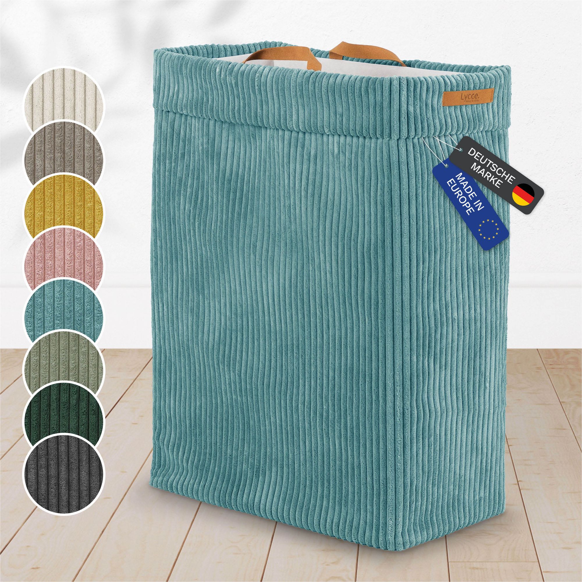 Lycce W&auml;schekorb Cord &ndash; Nischenw&auml;schekorb | platzsparend & praktisch | waschbare Bez&uuml;ge | faltbarer W&auml;schesammler | Schlafzimmer, Kinderzimmer & Badezimmer 