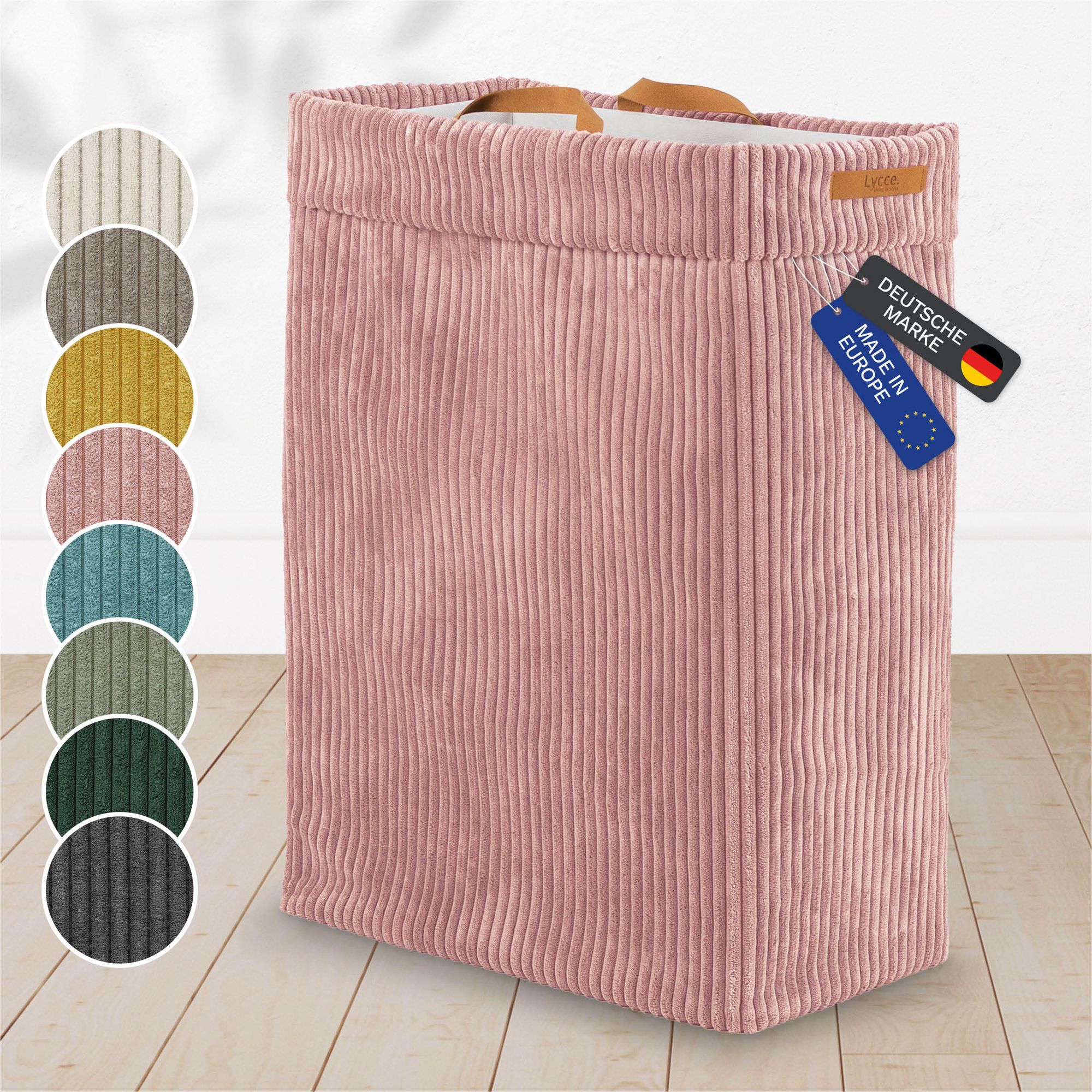 Lycce W&auml;schekorb Cord &ndash; Nischenw&auml;schekorb | platzsparend & praktisch | waschbare Bez&uuml;ge | faltbarer W&auml;schesammler | Schlafzimmer, Kinderzimmer & Badezimmer 