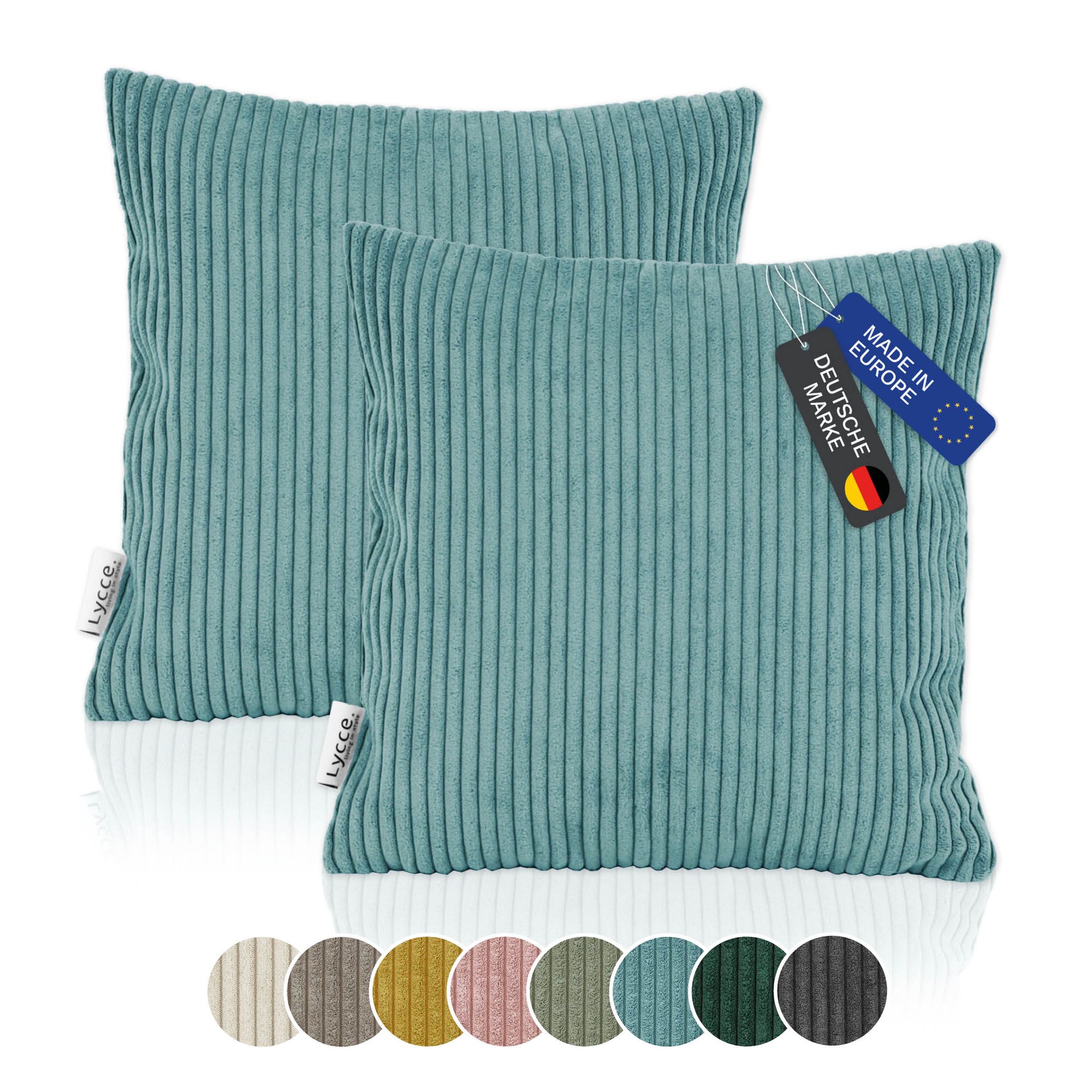 Lycce 2er Set Kissenbezug aus trendigem Cordstoff (40 x 40 cm) 
