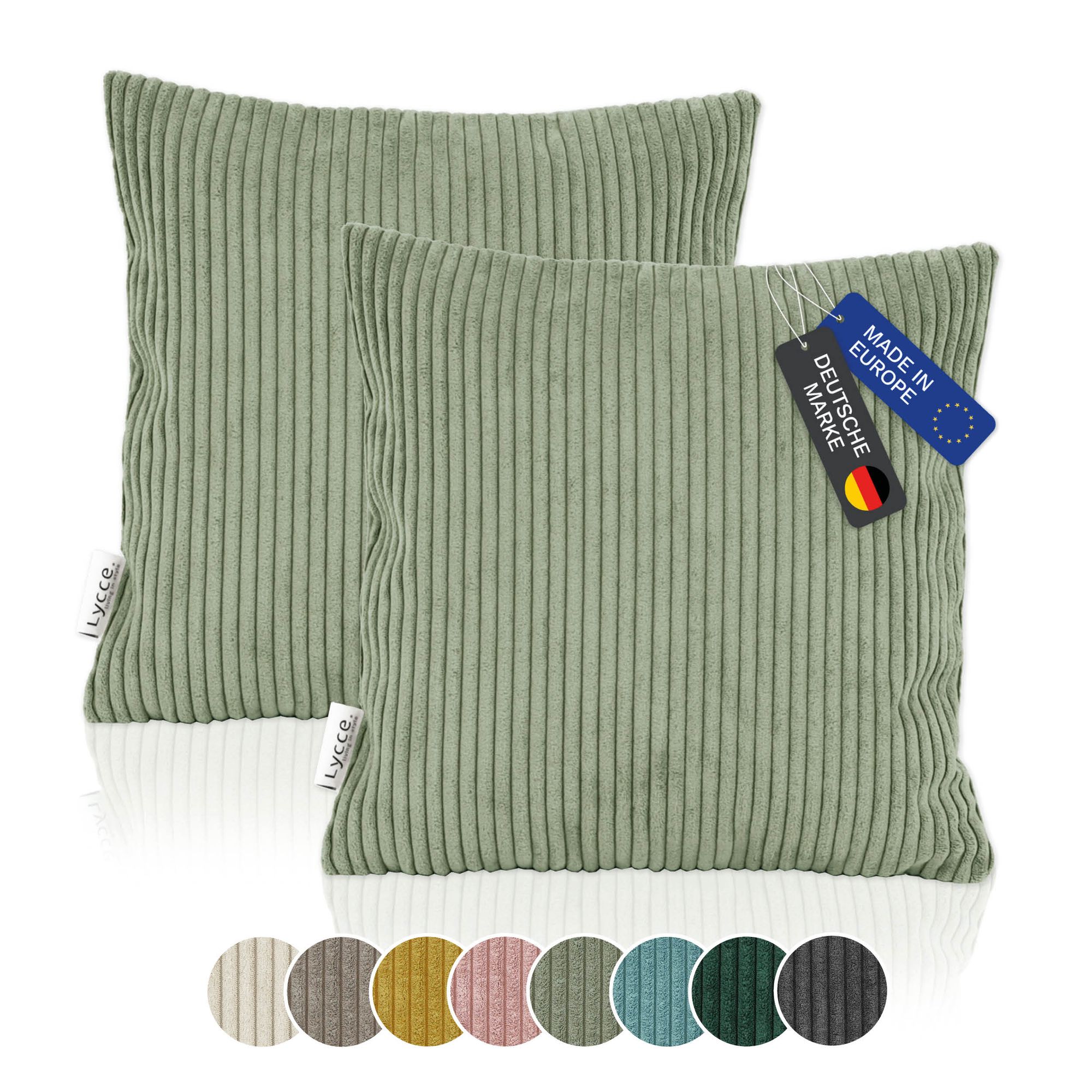 Lycce 2er Set Kissenbezug aus trendigem Cordstoff (40 x 40 cm) 