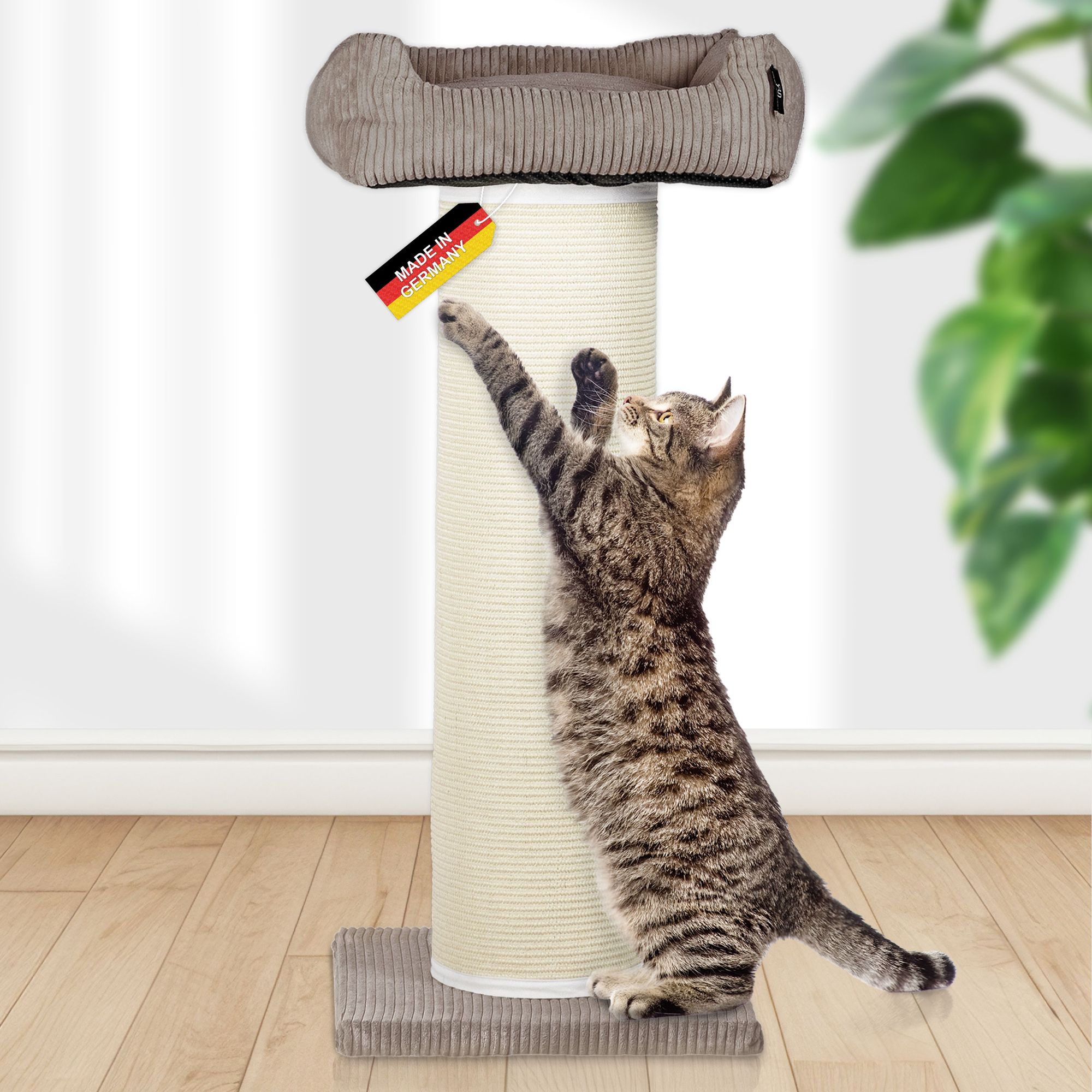 Rohrschneider XXL Kratzbaum FRIEDA &ndash; Kratztonne XXL | austauschbare Kratzmatten | stabil | extra breite S&auml;ule | Cord-Bezug waschbar | Kratzbaum f&uuml;r gro&szlig;e, mittlere und kleine Katzen | Cord 