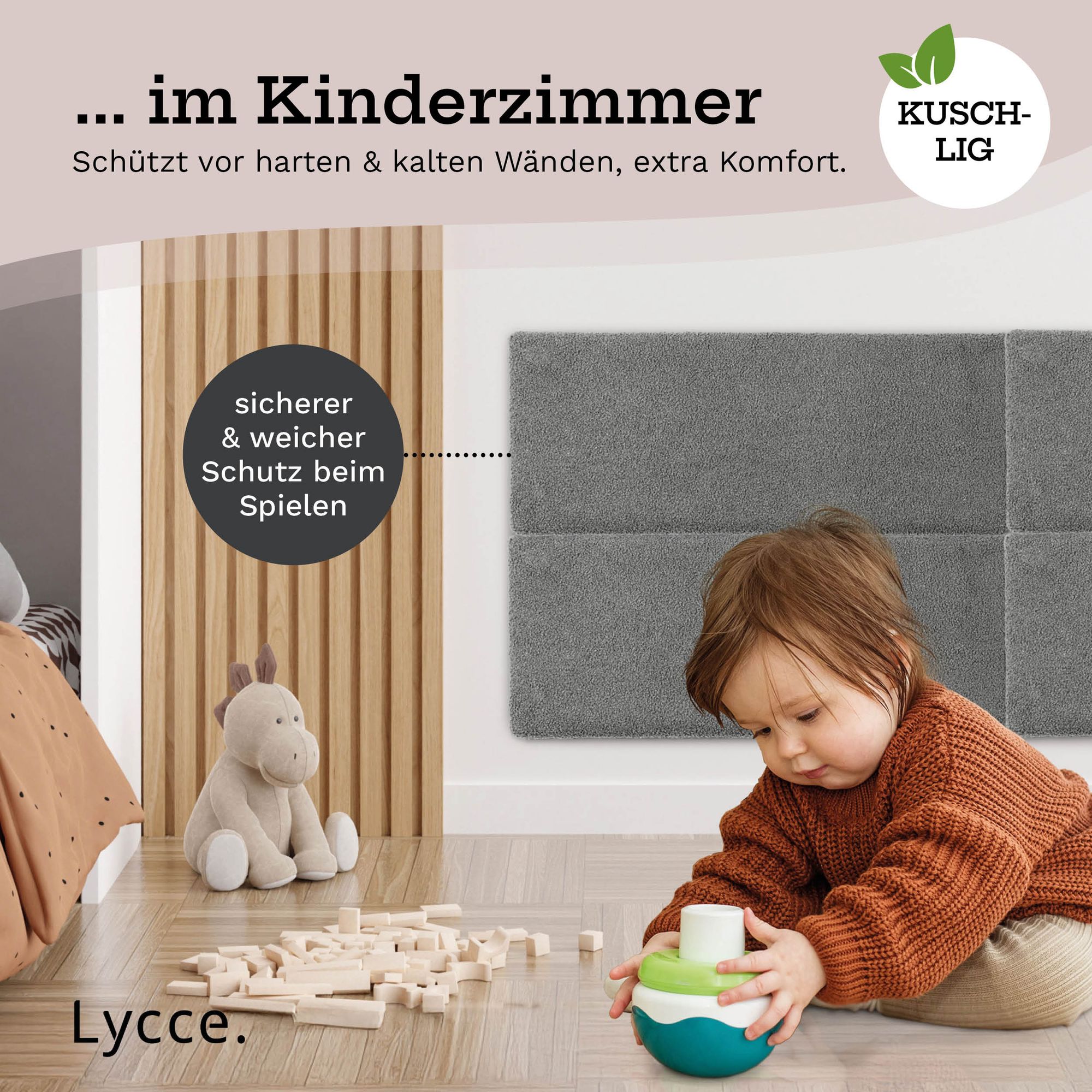 Lycce Klemmkissen Bouclé – Bankauflage Mit Klemmleiste, Extra Polsterung, Robust & Rutschfest, Für Küchenbank & Flur, 40x38x8 Cm (beige)