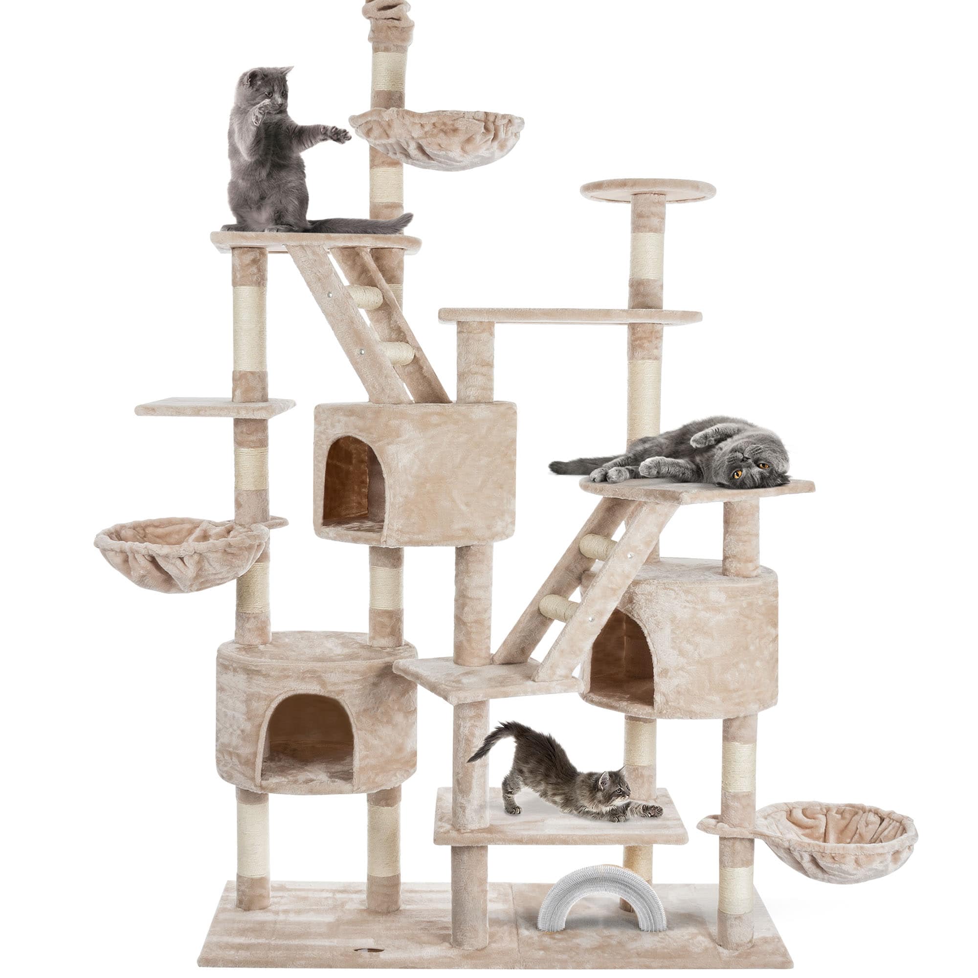 HAPPYPET Kratzbaum deckenhoch 260 cm hoch, Kletterbaum SAM  Groer XXL  Katzenbaum Stabil fr mehrere Katzen, stabile 8 cm Sulen, Liegemulden,  Huser, mit Zubehr | Beige 260 cm bei Marktkauf online bestellen