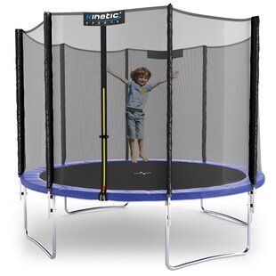 KINETIC SPORTS Trampolin Outdoor SALTO Ø 183/244/305/366/400/430/490 cm - Kindertrampolin Set mit Leiter, Netz, Randpolster, USA Sprungtuch - Gartentrampolin, bis zu 160kg | Blau Ø 305 cm Ø 305 cm, Blau 