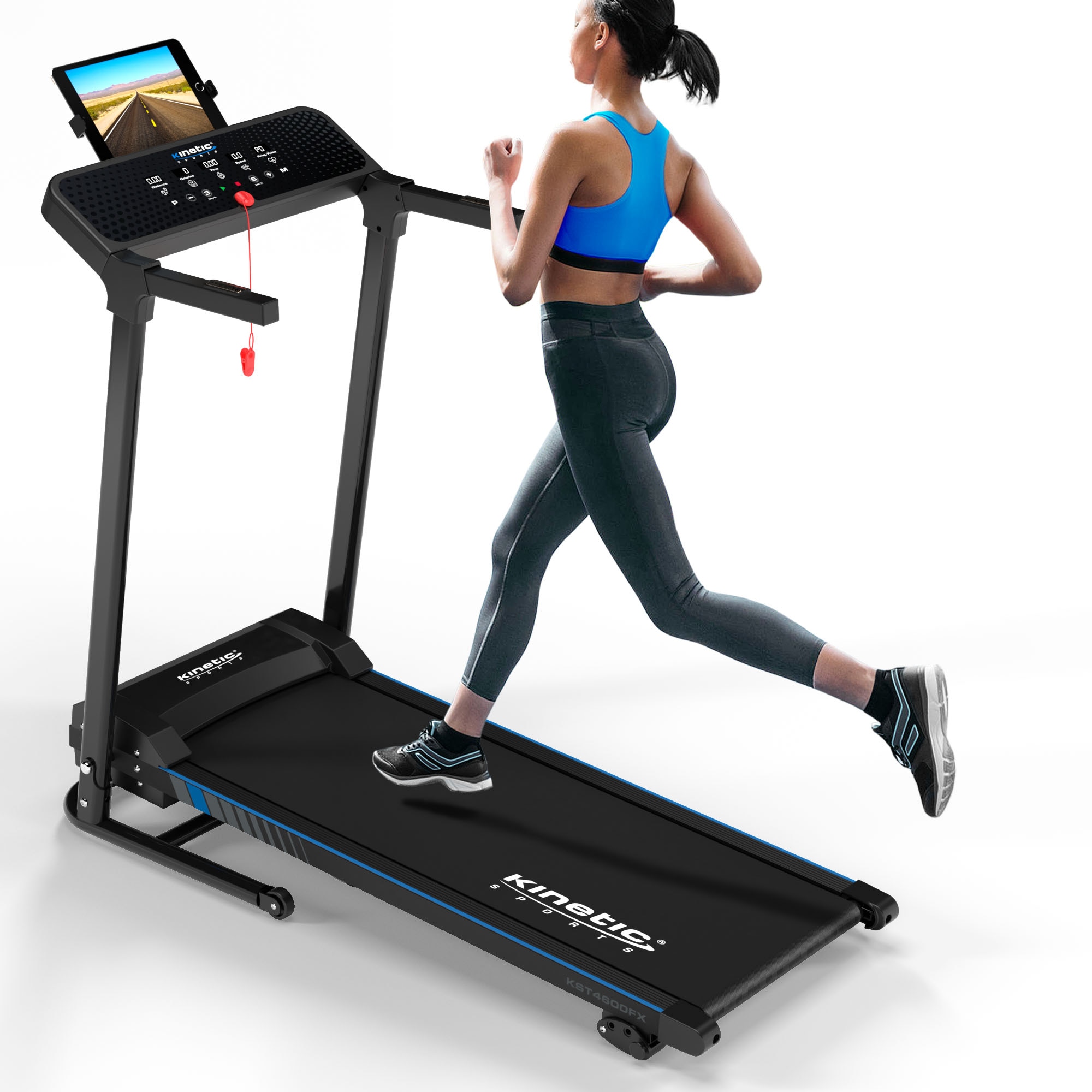 KINETIC SPORTS Elektrisches Laufband KST4600FX klappbar - 1100 Watt DC-Motor bis 12 km/h, Manuelle Steigung, 12+1 Programme, LCD-Display, 40 cm breite Lauffl&auml;che, bis 120kg |   Standard 