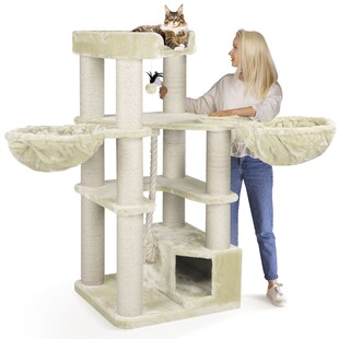 HAPPYPET Premium Kratzbaum 161 cm große Katzen stabil Katzenbaum | Creme 