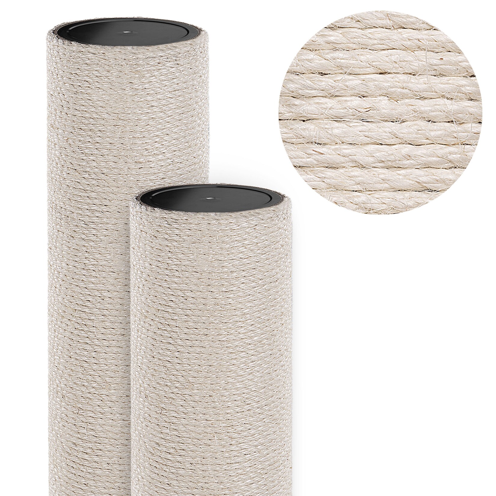 HAPPYPET Sisalstamm für Kratzbaum Ø 18 cm - 40/50/60/80 cm, Dickes Sisal, Massiver Ersatz-Stamm Säule für Katzenbaum, M10 Gewinde, Ersatz Kratzstamm    80 CM