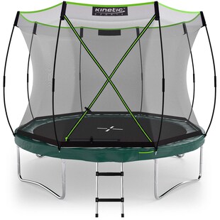 KINETIC SPORTS Trampolin Federlos-Design 'Bungee Safety Elite' - TÜV Rheinland, Outdoor Gartentrampolin für Kinder | Dunkelgrün Ø 244 cm Ø 244 cm 