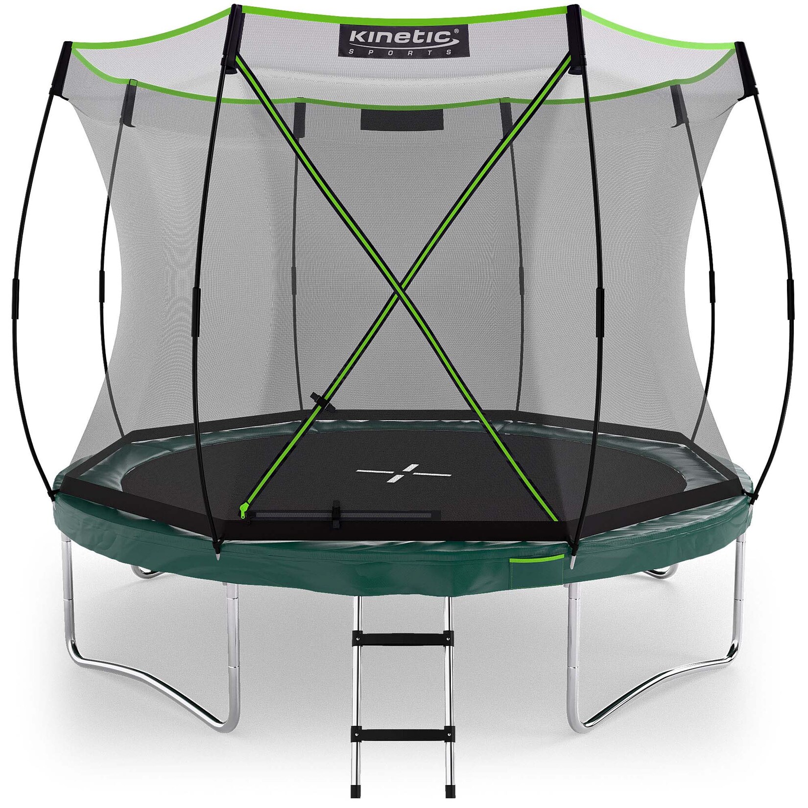 KINETIC SPORTS Trampolin Federlos-Design 'Bungee Safety Elite' - Outdoor Gartentrampolin für Kinder   Dunkelgrün Ø 305 cm Ø 305 cm