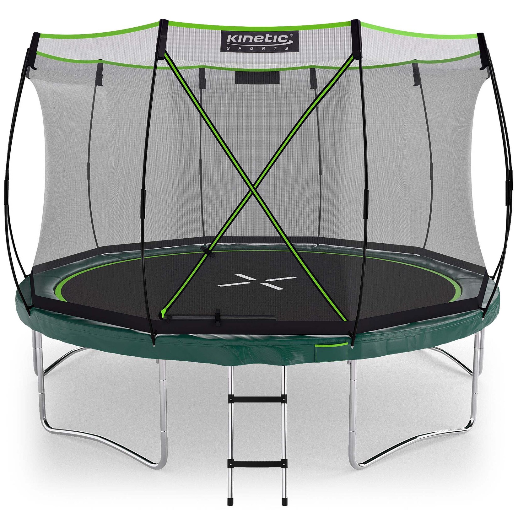 KINETIC SPORTS Trampolin Federlos-Design 'Bungee Safety Elite' - Outdoor Gartentrampolin für Kinder   Dunkelgrün Ø 366 cm Ø 366 cm