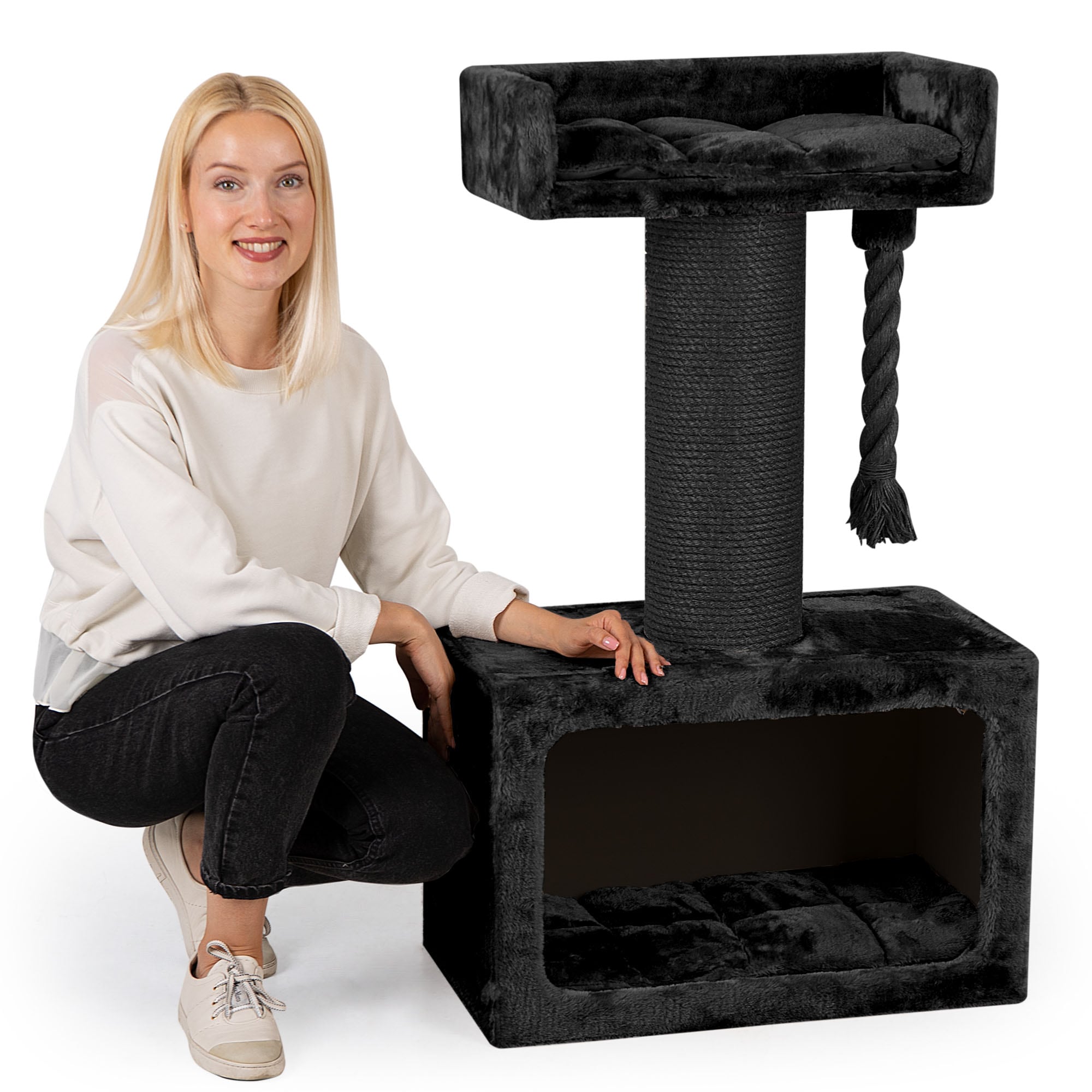 HAPPYPET Premium Kratzbaum Grosse Katzen Stabil Katzenbaum 103 cm | Anthrazit 103 cm 