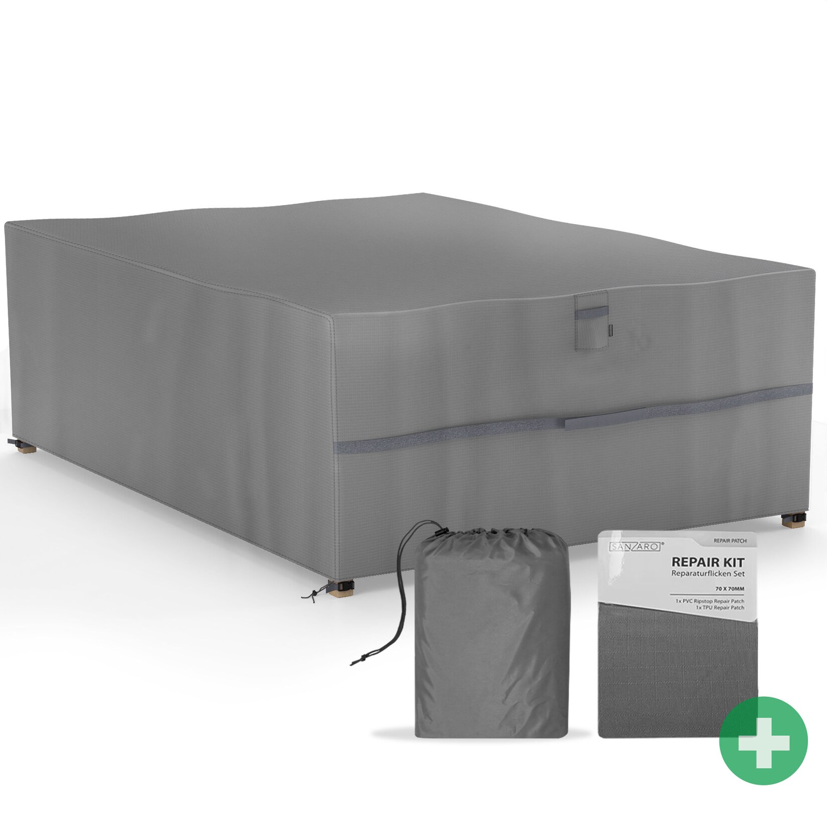 SANZARO Abdeckung für Sitzgruppe Gartentisch Schutzhülle UV-Beständig 280 x 204 x 90 cm280 x 204 x 90 cm (BxTxH)