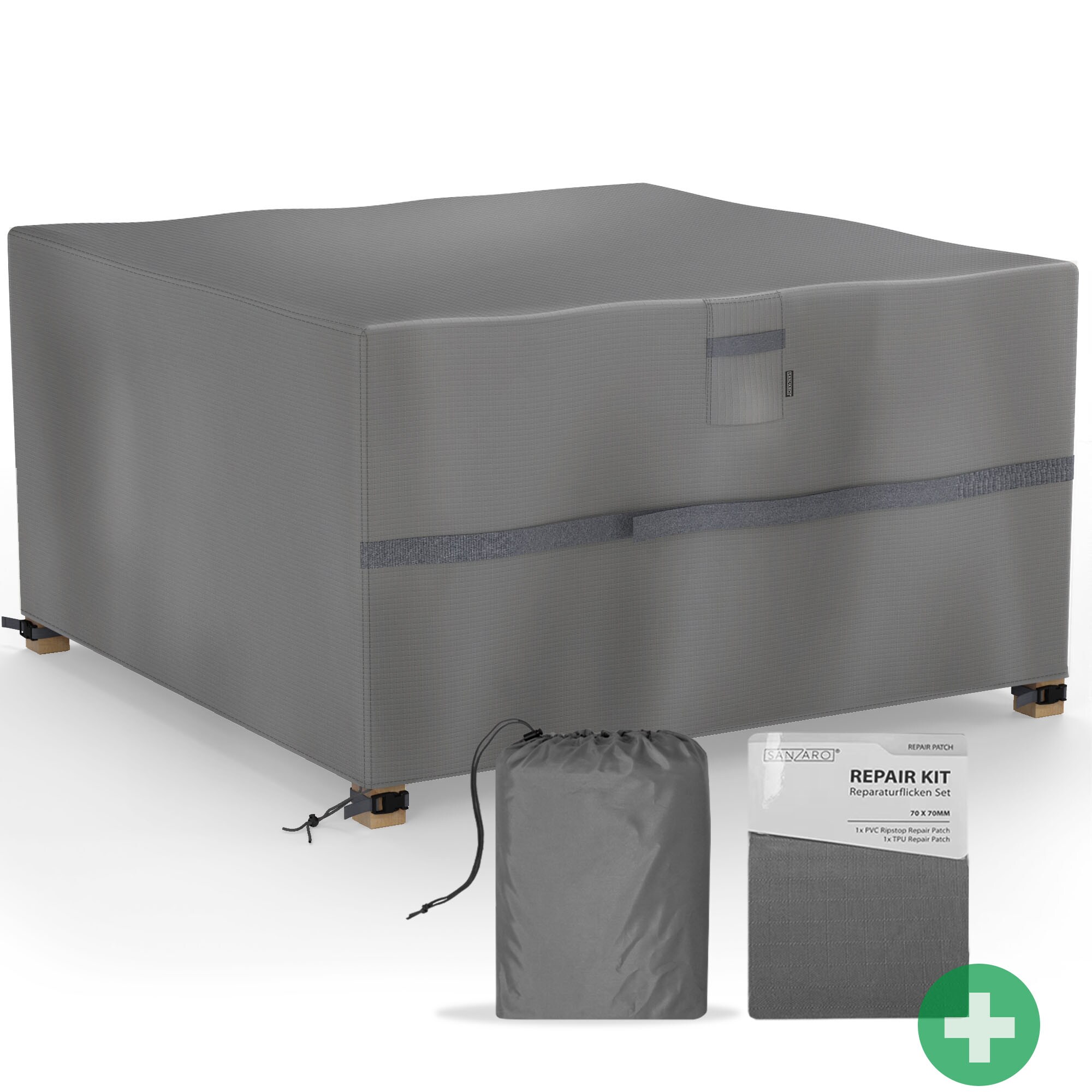 SANZARO Abdeckung Gartenm&ouml;bel Winterfest - 600D Oxford mit RipStop-Technologie, Schwerlast 320g, Rei&szlig;fest & UV-Best&auml;ndig, Schutzh&uuml;lle f&uuml;r Gartentisch Sitzgruppe Balkonm&ouml;bel - 135x135x70cm |  135 x 135 x 70 cm135 x 135 x 70 cm (BxTxH) 