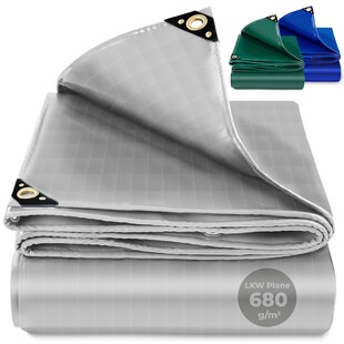 ROTFUCHS Premium Abdeckplane mit Ösen 300 x 200 cm, 6m² - 700 g/m² PVC RipStop-Gewebe Reißfest & Wasserdicht | Universell für Pool, LKW, Holz Gartenmöbel | Abdeckung, Gewebeplane | Grau 300 x 200 cm 