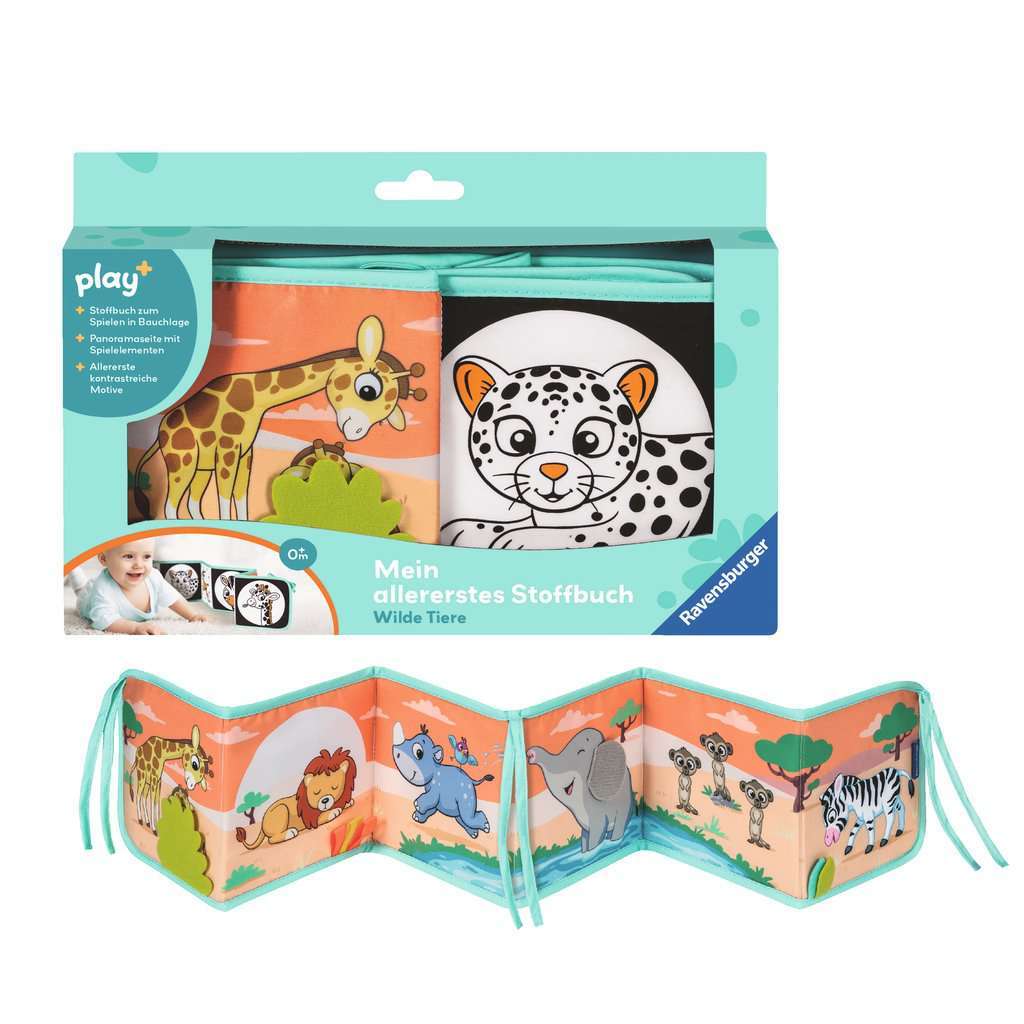 Ravensburger Spiel Mein allererstes Stoffbuch (f&uuml;r die Bauchlage): Wilde Tiere (Leporello) 