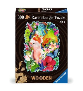 Ravensburger Spiel WOODEN Puzzle - Exotische Vögel - konturgeformtes Holzpuzzle mit 300 Teilen 