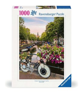 Ravensburger Spiel Erwachsenenpuzzle 1000 Teile - Fahrrad und Blumen in Amsterdam 