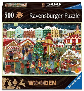 Ravensburger Spiel WOODEN Puzzle - Weihnachtsmarkt - Holzpuzzle für Erwachsene mit 500 Teilen 