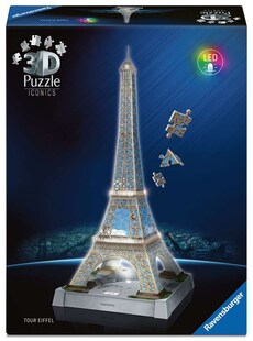 Ravensburger Spiel 3D Puzzle Iconics: Eiffelturm - mit Licht 