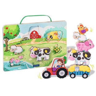 Ravensburger Spiel Play+ Magnetisches Holz-Zähl-Puzzle: Bauernhof - ab 12 Monate 