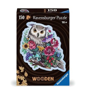 Ravensburger Spiel WOODEN Puzzle - Geheimnisvolle Eule - Konturgeformtes Holzpuzzle mit 150 Teilen 