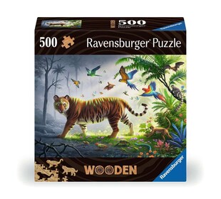 Ravensburger Spiel WOODEN Puzzle - Tiger im Dschungel  - Holzpuzzle für Erwachsene mit 500 Teilen 