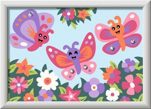 Ravensburger Spiel CreArt, Malen nach Zahlen Kinder - Fröhliche Schmetterlinge 