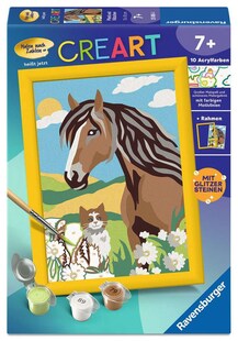 Ravensburger Spiel CreArt, Malen nach Zahlen Kinder - Pferd und Kätzchen 