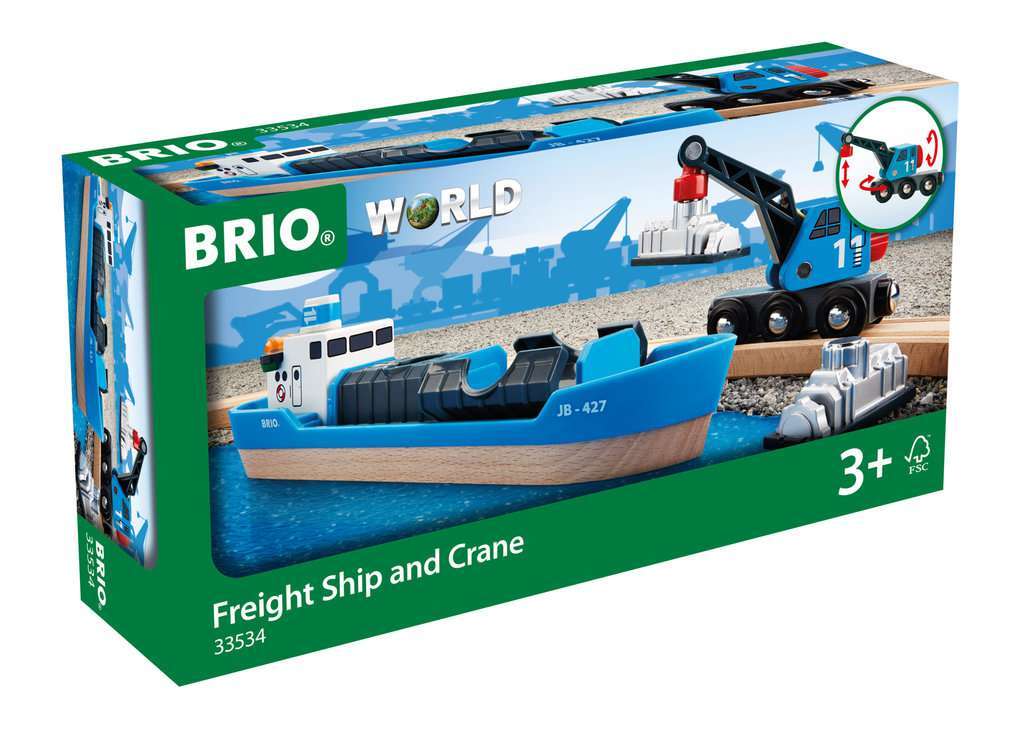 BRIO Spiel Containerschiff mit Kranwagen 