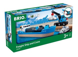 BRIO Spiel BRIO World - Containerschiff mit Kranwagen 