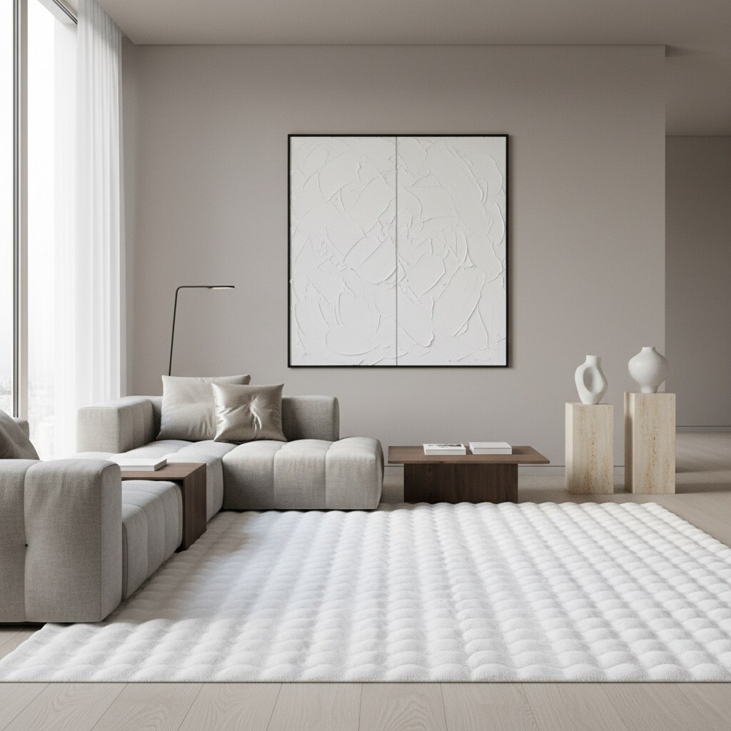 Teppich Hochflor Waschbar NAUDERS in Weiß, einfarbig, 140 x 200 cm