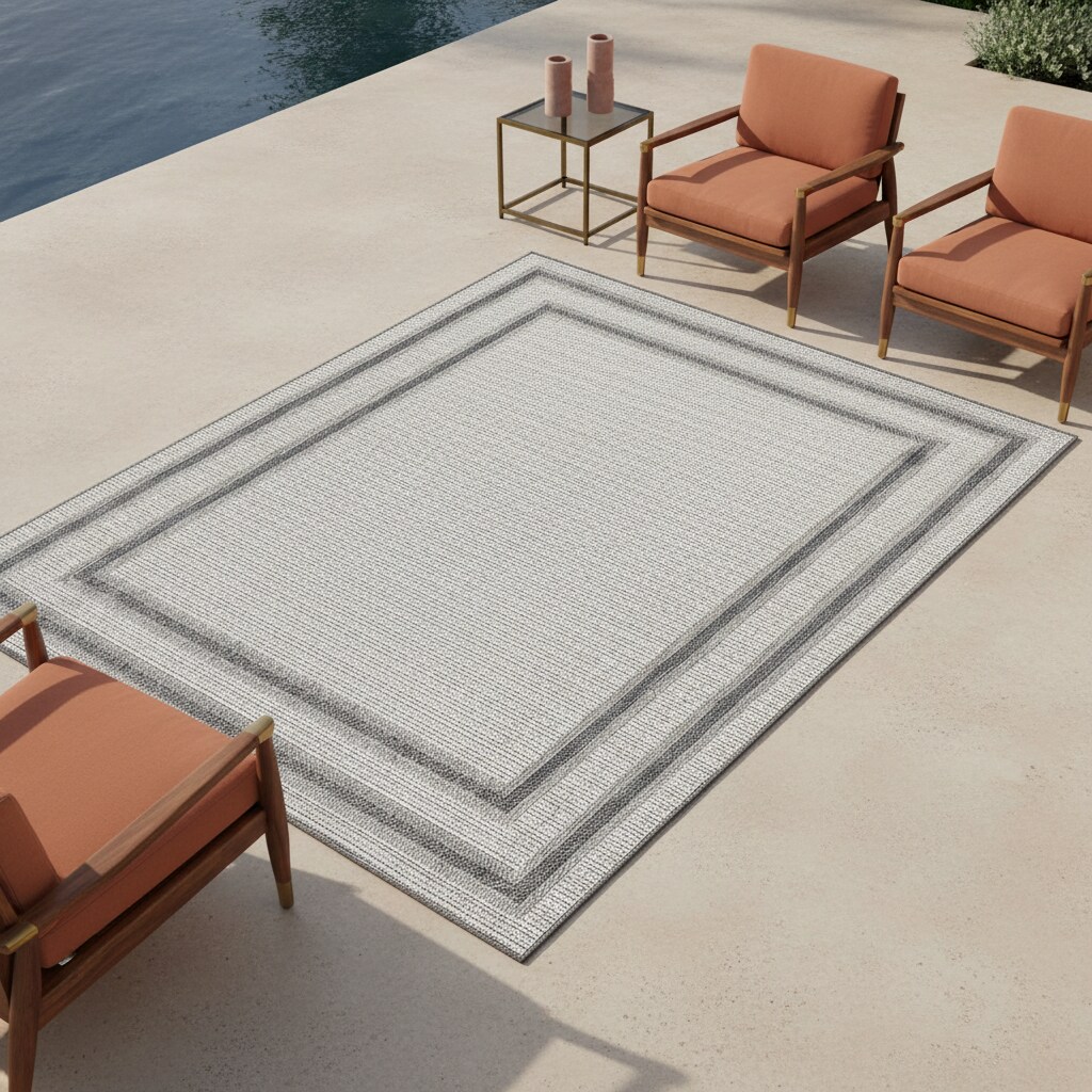Teppich Outdoor LIRIA in Creme, mit Bord&uuml;re, 80 x 250 cm 