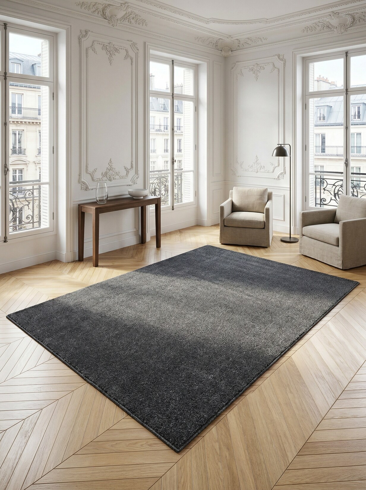 Teppich Kurzflor MAIN in Grau, einfarbig, 160 x 230 cm