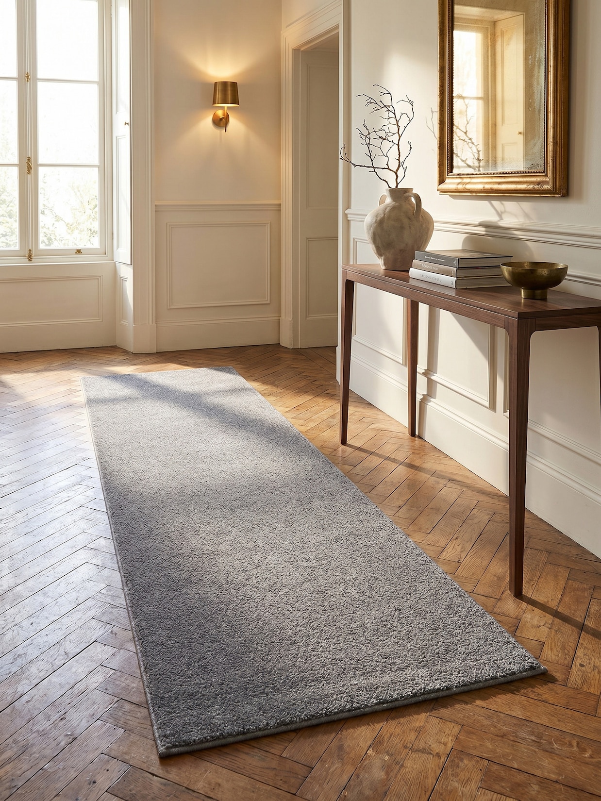 Teppich Kurzflor MAIN in Hellgrau, einfarbig, 80 x 150 cm