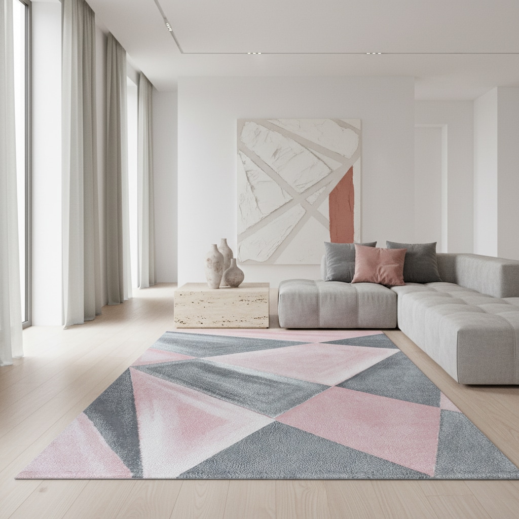 Teppich Kurzflor ANDALO in Rosa, geometrisch, aus Polypropylen, 80 x 250 cm