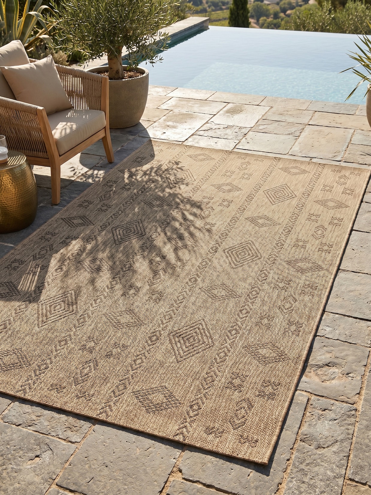 Teppich Outdoor KASBERG in Schwarz, im Vintage-Stil, 240 x 340 cm