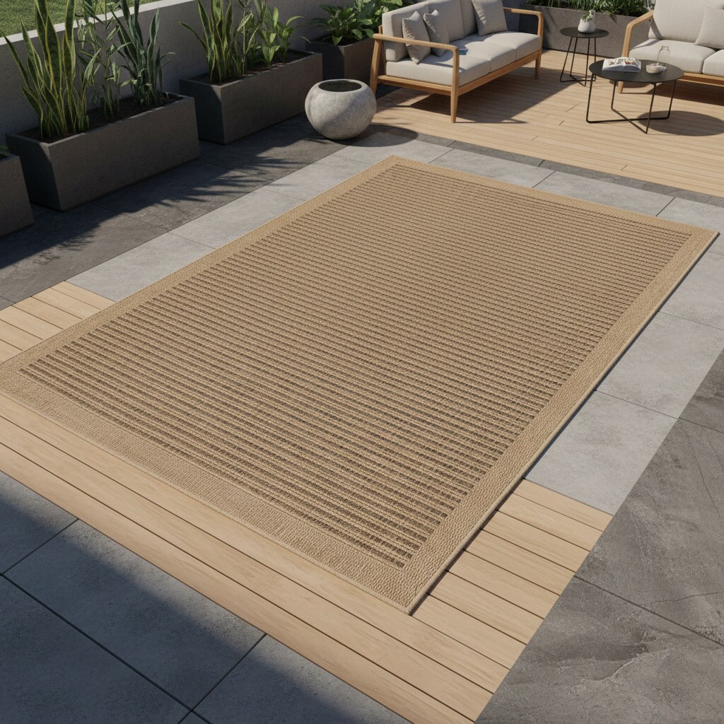 Teppich Outdoor KASBERG in Schwarz, im Vintage-Stil, aus Polypropylen, 160 x 230 cm