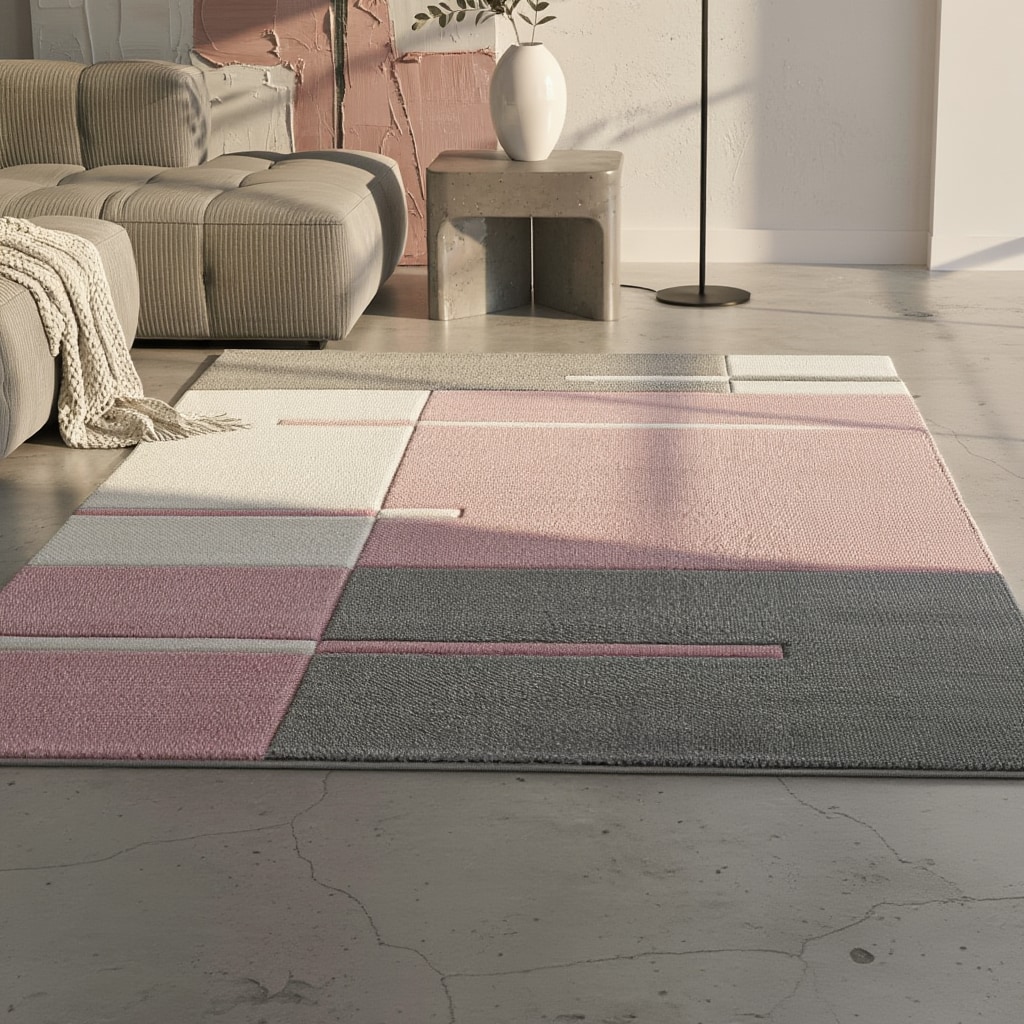 Teppich Kurzflor LATEMAR in Rosa, kariert, 120 x 170 cm